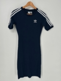 Adidas Dress Womems Extra Small Blue 3 Stripes Shirtdress Short Sleeve Trefoil