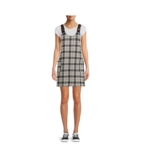 No Boundaries Juniors’ Pinafore Dress Black/Gray Plaid Size Small (3-5) FREE S&H