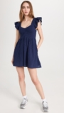 LoveShackFancy Athalia Cotton Gauze Mini Dress XS Women Smocked Short NEW 46642