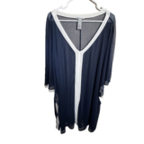 Catherines Tunic Top Women’s 5X 34/36W Navy Blue Sheer Dress Lightweight