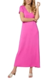 Belle by Kim Gravel Women’s Rayon Span Cap Slv Maxi Dress Sangria