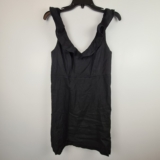Old Navy Linen-Blend Boho Black Sleeveless Ruffled V-Neck Dress SP Mini Smocked
