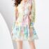 Oscar de la Renta Women White Sleeveless Square Neck Midi Dress Button Size S