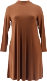 Susan Graver Mock Neck Long Slv Swing Dress Toffee M NWOT (61)