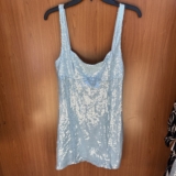 B. Darlin Juniors’ Women’s Blue Sequins Scoop Neck Sleeveless Dress Size M