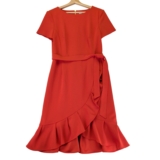 Calvin Klein Womens Clay Orange Ruffle Faux Wrap Sheath Dress CD2C12U7 Size 8