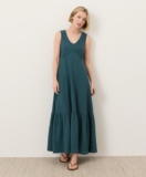 Pact Coastal Double Gauze Beach To Brunch Dress W9B Aqua Size Medium