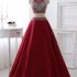 B. Darlin Dress Junior 7/8 Red V-Neck Sheer sleeve Flare Cruise Ruffle $78