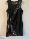B. Darlin Dress Junior 7/8 Red V-Neck Sheer sleeve Flare Cruise Ruffle $78