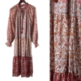 Love Colette Dress Midi Tiered Mixed Prints Prairie Peasant Cottagecore Sz L