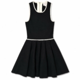 Parker Black Contrast Trim Fit Flare Mini Dress Preppy Coquette Womens Size XS