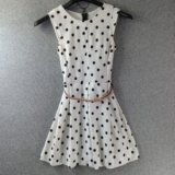 City Triangles Dress Womens 3 White Black Polka Dots Sleeveless Skeater Rear Zip