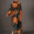Maggy London Womens Floral Kaleidoscopic Fit and Flare Dress Pink Orange Size 12