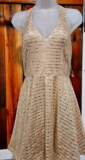 City Triangles Gold Metallic Sequin Halter Dress Size 9 Strappy Back, New W/Tag