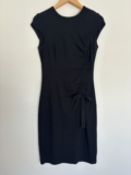 Cue Size 8 Womens Sleeveless Black Gathered Front Tie Pencil Dress