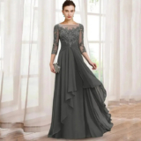 Elegant Chiffon A-Line Mother Of the Bride Dresses Appliques Long Party Dresses