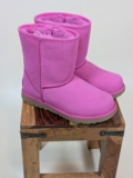 Big KIDS PINK AZALEA UGG CLASSIC SHORT II WP WATERPROOF LEATHER BOOTS 1019646K