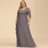 Plus Size Mother of The Bride Dress V Neck Appliques Chiffon Wedding Guest Gowns