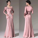 Elegant Pink Mother Of The Bride Dress One Shoulder Pleats Wedding Guest Gowns