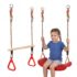 2-in-1 Swing Set and Trapeze Bar with Rings for Kids Outdoor Play Equipment