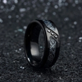 Fashion 8mm Men Stainless Steel Celtic Dragon Rings Inlaid Black Zircon Stone Ri