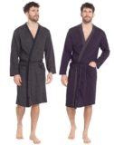 Mens Dressing Gown Jersey Robe With Pockets M to 4XL Lightweight Kimono Style