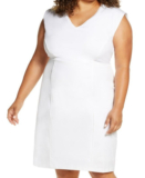 Solid White Day Dress Size 14W V Neck Empire Waist Princess Seams Eloquii NWT