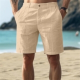 Summer Mens Soft Linen Chino Shorts Loose Sport Casual Hawaiian*Beach Half Pants