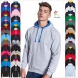 AWDis Mens Varsity Hoodie Contrast Hood Jumper Casual Pullover Hooded Sweatshirt