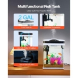 Fish Tank Aquarium 2 Gallon LED Square UltraClear Glass Tank Temperature