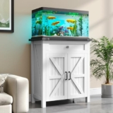 20 Gallon Fish Tank Stand with Power Outlets, Farmhouse 20-29GL White