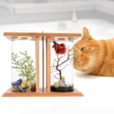 Mini Fish Tank Goldfish Betta Aquarium With Small LED Light Home Desktop Decor