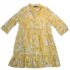 Mlle Gabrielle Yellow White Floral Shirt Dress XL Button Front Ruffle Hem
