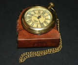 Antique Vintage Maritime Brass Victoria London1875 Pocket Watch with Leather Box