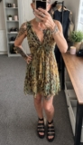 Traffic People 100% Pure Silk Leopard Print Mini Dress Size S Floaty Lined