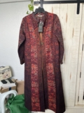 Soft Surroundings Women’s S Red/Brown Abstract Long Coat Button Pockets