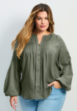 Avenue Women’s Plus Size Gabby Embroidered Pintuck Shirt