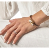 Demdaco Leather Cord Heart Giving Charm Bracelet Gold Silver Tone Magnetic Clasp