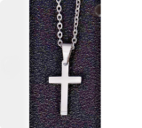 Simple pendant CROSS CRUCIFIX CHRISTIAN FAITH PRAY 18″ Silver necklace men women