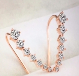Womens Golden Long Crystal Stud Ear Hook Earrings Ear Crawlers