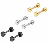 3Pairs Stainless Steel Barbell Dumbbell Screw Earring Studs for Men Women 3-14MM