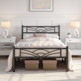 Metal Platform Bed Frame with Cloud-inspired Design Headboard for Home Furniture
