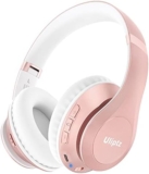 Uliptz Wireless Bluetooth Headphones, 65H Playtime Over Ear Headphones with Microphone, 6EQ Sound Modes Wireless Headphones, Foldable Bluetooth 5.3 Headphones for Office/Cellphone/PC (Rose Gold)