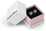 Pandora Moments Women’s Sterling Silver Family Tree Heart Stud Earrings, With Gift Box