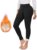 Kfnire Fleece Lined Leggings Women High Waisted Ladies Thermal Leggings Bottoms Thick Tummy Control Yoga Leggings Winter Warm Baselayers Long Johns