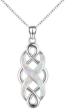 YFN Celtic Knot Necklace Created Opal Pendant Sterling Silver Infinity Love Jewelry
