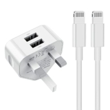 iPhone Charger Plug and Cable, 2.4A iPad Charging Plug UK with 2Pack 1m Lightning Cable Fast Charging Lead for Apple iPhone 12/11/XR/X/Xs Max/8/7/6/6s Plus/SE/5c/iPad