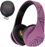PowerLocus Bluetooth Over-Ear Headphones, Wireless Stereo Foldable Headphones Wireless and Wired Headsets with Built-in Mic, Micro SD/TF, FM for iPhone/Samsung/iPad/PC (Black/Purple)