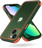 MobNano 2024 New Ultra Thin Hybrid Clear iPhone 13 Mini Case 5.4 inch Silicone Shockproof Bumper Cover Transparent hard Slim Back, 360 Full Body iPhone 13 mini Cover – Green/Orange
