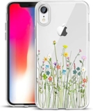 Unov Case Compatible with iPhone XR Case Clear with Pattern Slim Protective Soft TPU Bumper Embossed Design Shock Absorption 6.1 Inch (Flower Bouquet)